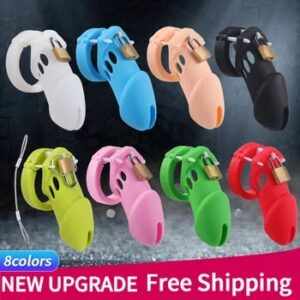 Silicone Chastity Cage Male Cock Lock With 5 Sizes Penis Ring Chastity Belt Sextoys For Men Stretcher BDSM Gay Sex Shop