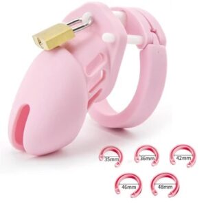 Silicone Urethra Chastity Lock with 6 rings Penis Bondage Adult Men'S Chastity Cage Cock Restriction BDSM Abstainer Sextoys