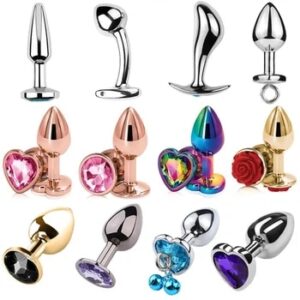 Small Size Metal Anal Beads Butt Plug Mini Rainbow Rose gold Butt Plug Crystal Jewelry Trainer Anal Dildo Masturbation Sex Toy