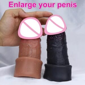 Soft Realistic Reusable Enlarger Penis Sleeve Big Growth Real Silicone Dick Man Delayed Ejaculation Extend Cock Condom Sex Toy