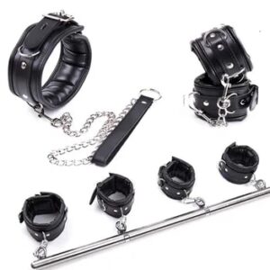 Stainless Steel Adjustable Spreader Bar Handcuffs Ankle Cuffs Bondage Set Sex Slave Restraints Dog Collar Sex Toys BDSM