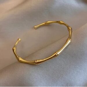 Stainless Steel Gold Color Bamboo Joint Bangles 2023 Trend Bracelet for Women Men Romantic Party Gift Fashion Jewelry