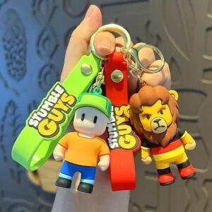 Stumble Guys Keychain Lion Man Banana Person Doll Funny Bag Pendent Game Stumbled Keyring Car Ornament Key Accessories Toy Gift