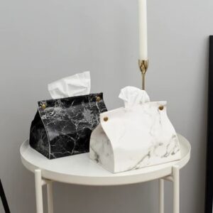 Tissue Case Box Container PU Leather Marble Pattern Napkin Tissue Holder Papers Bag Cosmetic Box Case Pouch Organizer