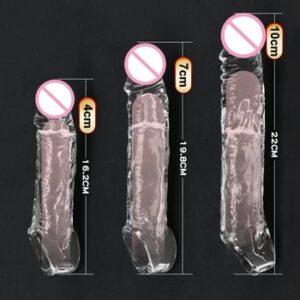 Transparent/Flesh Penis Extend Sleeve Reusable Condoms Dildo Enhancer Delay Ejaculation Cock Rings Nozzle Sex Toys for Men