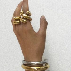 Uworld Contemporary Statement Ring Asymmetry Sensuous Contours Bangle or Cuff Shape And Form Set Waterproof Jewelry Women 2023