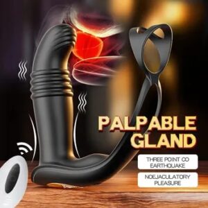 Vibration Anal Plug Prostate Massager with Penis Ring Butt Plug Vibrator Perineum Stimulator Male Sex Toys for Men