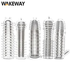 WAKEWAY Condoms penis extension sleeves sex toys for men delay ejaculation reusable condoms blocking cock ring